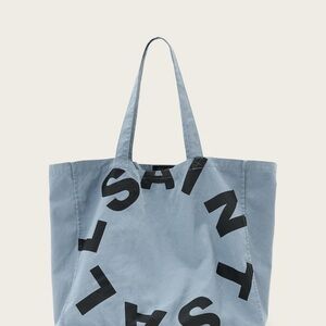 All Saints Blue Canvas Tote Bag